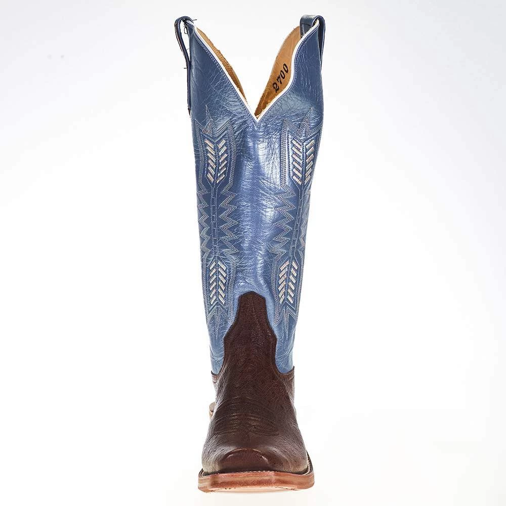 Rios Of Mercedes Women's Ride Ready KangoTobac Smooth Ostrich 15in. Blue Top Cowgirl Boot 2 Rios Of Mercedes Women's Ride Ready KangoTobac Smooth Ostrich 15in. Blue Top Cowgirl Boot - Image 2