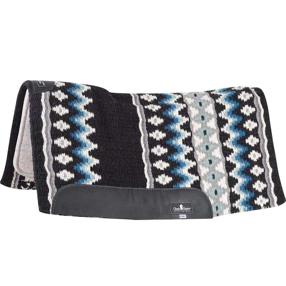 Classic Contour Wool Top Felt 32 X 34 Saddle Pad Black/Seafoam 1 Classic Contour Wool Top Felt 32 X 34 Saddle Pad Black/Seafoam