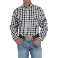 Cinch Men's Purple Plaid Stretch Buttondown