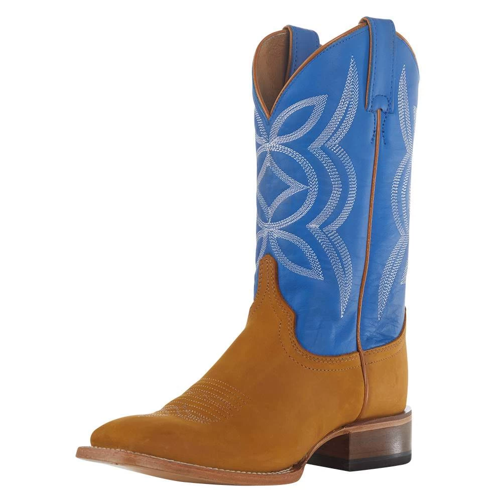 Justin Boots Women's Hayes Tan 11` Blue Square Toe Boot 1 Justin Boots Women's Hayes Tan 11` Blue Square Toe Boot