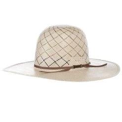 American Hats AHC 5050 Patchwork Crossbred Tan And Ivory 4 1/4in. Brim Round Oval Open Crown Cowboy Hat