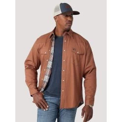Wrangler Men's Brown Flannel Lined Work Shirt