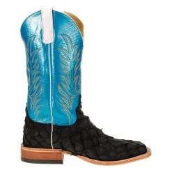 Anderson Bean Men's Matte Black Bass Boots 13in. Blue Luster Top Boot -Western Cowboy Equipment Store 323501 4