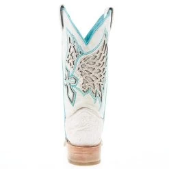 Corral Women's White Inlay Turquoise Embroidery 12 In Top Square Toe Boot -Western Cowboy Equipment Store A4334 04