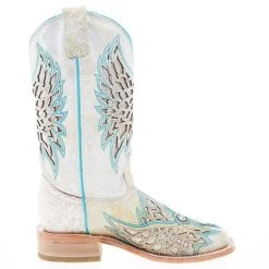 Corral Women's White Inlay Turquoise Embroidery 12 In Top Square Toe Boot -Western Cowboy Equipment Store A4334 05