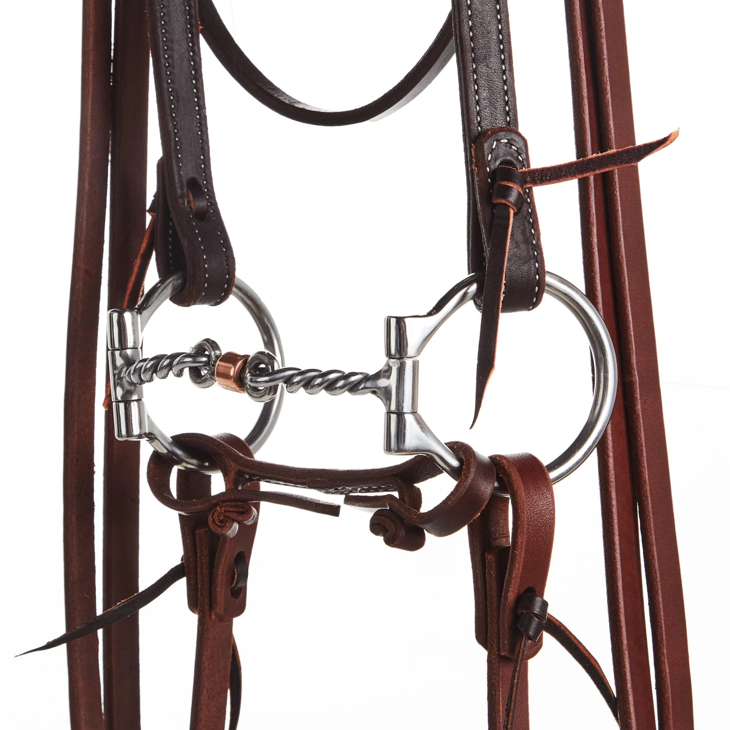 Nrs Tack Horse Bridle Set With Twisted Wire Dog Bone Snaffle Bit 2 Nrs Tack Horse Bridle Set With Twisted Wire Dog Bone Snaffle Bit - Image 2